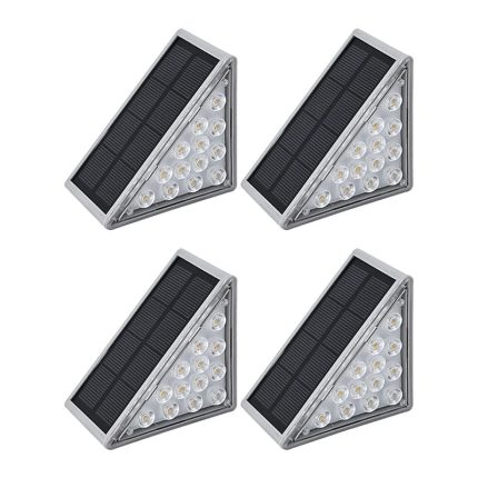 Set 4 x lampa solara scari NEXTLY, senzor de lumina, 13 LED-uri, lumina calda, 2 moduri de instalare, waterproof, lumina de veghe