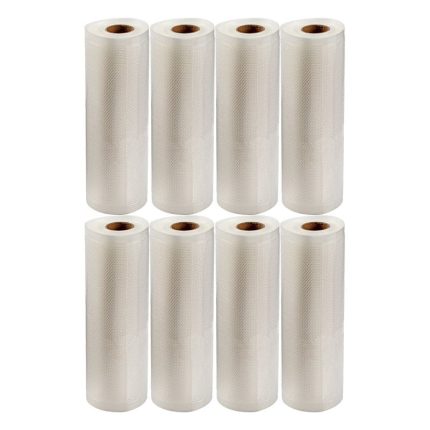 Set 8 role pungi universale pentru vidat si sigilat alimente, NEXTLY, gofrate, lavabile, conservare optima, fructe, legume, carne, mancare, compatibilitate universala, rezistenta la inghet si caldura,