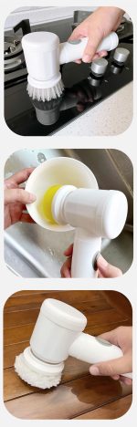 Perie electrica pentru curatare NEXTLY, multifunctionala, 3 capete interschimbabile, incarcare USB, IPX5, suport agatare, alb - imagine 7