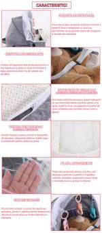 Patut portabil si pliabil pentru bebelusi tip geanta NEXTLY, parasolar detasabil, plasa anti-insecte, jucarii de agatat incluse, material detasabil si lavabil, bumbac respirabil - imagine 3