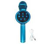 Microfon wireless pentru karaoke, NEXTLY, boxa bluetooth incorporata, efecte de schimbare a vocii, redare muzica, usb, card sd, mufa jack 3.5mm, incarcare micro-usb, v11, maner metalic, albastru - imagine 5