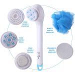 Perie baie rotativa, electrica NEXTLY, pentru curatare, exfoliere, masaj, 5 capete interschimbabile, 2 trepte de viteze, multifunctionala - imagine 3