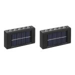 Set 2 x lampa decorativa cu incarcare solara NEXTLY, pentru perete/gard, senzor de lumina, 10 leduri, lumina rece, rezistenta la apa, negru