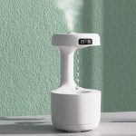 Umidificator de aer anti-gravitational ultrasonic NEXTLY, afisaj ceas digital, 2 moduri de functionare, lumina LED ambientala, silentios, Touch Control, alimentare USB, 600ml, alb - imagine 13
