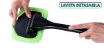Stergator parbriz/luneta/geamuri auto din microfibra NEXTLY, cap rotativ la 180°, laveta detasabila, 36x14 cm, verde - imagine 5