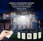 Lampa cu incarcare solara NEXTLY, 300 x LED, 5 capete rotative la 360° si inclinate la 180°, unghi iluminare 270°, senzor de miscare si lumina, 3 moduri de functionare, control din telecomanda, waterp - imagine 2