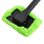 Stergator parbriz/luneta/geamuri auto din microfibra NEXTLY, cap rotativ la 180°, laveta detasabila, 36x14 cm, verde - imagine 6