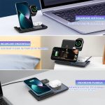 Incarcator wireless 3 in 1 NEXTLY pentru telefon, ceas Apple iWatch, casti wireless, Airpods, incarcare rapida 15W, lumina ambientala LED, pliabil, negru - imagine 7