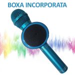 Microfon wireless pentru karaoke, NEXTLY, boxa bluetooth incorporata, efecte de schimbare a vocii, redare muzica, usb, card sd, mufa jack 3.5mm, incarcare micro-usb, v11, maner metalic, albastru - imagine 3