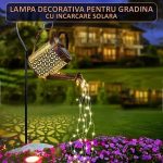 Lampa solara de exterior decorativa NEXTLY, pentru gradina si curte, senzor de lumina, waterproof, design vintage, ofera reflexie, lumina calda, inaltime reglabila, 82cm, forma de stropitoare romb - imagine 2