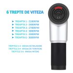 Aparat de masaj tip pistol NEXTLY, potrivit pentru relaxare si tonifiere musculara, 6 trepte de viteza, 4 capete interschimbabile, argintiu - imagine 5