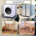 Set 4 picioruse antiderapante NEXTLY pentru masina de spalat, uscator de rufe, frigider, mobilier, protectie anti-vibratii, anti-zgomot, capacitate portanta mare, gri - imagine 3