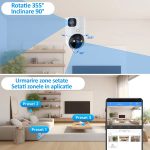 Camera dubla de supraveghere WiFi 5G, NEXTLY, pentru interior, rotatie 355°, inclinare 90°, detectare miscare si sunet, night-vision color, 5MP, suport card SD 64GB, buton apelare, functie urmarire pe - imagine 4
