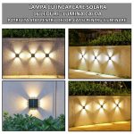 Set 2 x lampa decorativa de exterior cu incarcare solara NEXTLY, pentru perete/gard, senzor de lumina, 16 leduri pe toate laturile, lumina calda, rezistenta la apa, patrate, negru - imagine 2