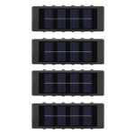 Set 4 x lampa de exterior decorativa cu incarcare solara NEXTLY, pentru perete/gard, senzor de lumina, 12 leduri sus-jos, lumina calda, rezistenta la apa, negru