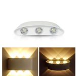 Aplica LED de perete, NEXTLY, 6 Leduri, lumina sus si jos, iluminat exterior si interior, 6W, 3000K, lumina calda, IP65, aluminiu, alb - imagine 4