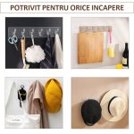 Set 2 x cuier autoadeziv cu 6 agatatori NEXTLY, pentru baie/hol/bucatarie, adeziv puternic, ajustabil, waterproof, transparent - imagine 4