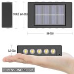 Set 2 x lampa decorativa cu incarcare solara NEXTLY, pentru perete/gard, senzor de lumina, 10 leduri, lumina rece, rezistenta la apa, negru - imagine 4
