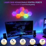 Set 10 lampi RGB hexagonale modulare de perete, NEXTLY, control prin aplicatie, telecomanda, moduri multiple, sincronizare muzicala, microfon, timer, luminozitate ajustabila - imagine 8