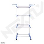Uscator vertical pentru rufe si incaltaminte NEXTLY, 3 niveluri, suport umerase, pliabil, portabil, mobil, ergonomic, albastru - imagine 3