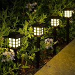 Set 4 lampi solare de exterior pentru gradina NEXTLY, cu tarus, tip felinar, decorative, senzor de lumina, waterproof, lumina calda, negru - imagine 2