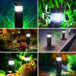 Set 2 lampi solare de exterior pentru gradina cu tarus, NEXTLY, iluminare ambientala, pentru decorarea gradinilor, curtilor, aleilor, lumina alba rece, 38x6 cm, patrate, negru - imagine 10