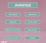 Set 10 x tapet 3D autoadeziv NEXTLY, rezistent la apa si caldura, 77 x 70 cm, model caramida, roz - imagine 3