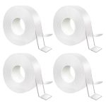 Set 4 x banda dublu adeziva transparenta NEXTLY, 5 metri/bucata, adeziv puternic, rezistenta la apa, flexibila, siliconica, nu lasa urme pe suprafete, aplicabila pe diverse suprafete