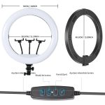 Lampa circulara profesionala RING LIGHT LED, NEXTLY, diametru 35cm, 14inch, lumina calda/rece/neutra, 10 trepte de lumina, telecomanda pe fir, 3 suporturi telefon, trepied 210cm - imagine 2