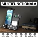 Incarcator wireless 3 in 1, incarcare rapida, NEXTLY, pentru telefon, AirPods, iWatch, afisaj digital, ceas, termometru, alarma, 15W, negru - imagine 5