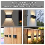 Set 6 x lampa de exterior decorativa cu incarcare solara NEXTLY, pentru perete/gard, senzor de lumina, 12 leduri sus-jos, lumina calda, rezistenta la apa, negru - imagine 4