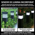Set 4 lampi solare de exterior pentru gradina cu tarus, NEXTLY, iluminare ambientala, pentru decorarea gradinilor, curtilor, aleilor, lumina alba rece, 38x6 cm, patrate, negru - imagine 7