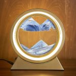 Lampa decorativa de birou tip clepsidra, NEXTLY, tablou cu nisip miscator albastru, 3 tipuri de lumina, alb rece/cald/neutru, alimentare usb sau pe baterii, auriu - imagine 7