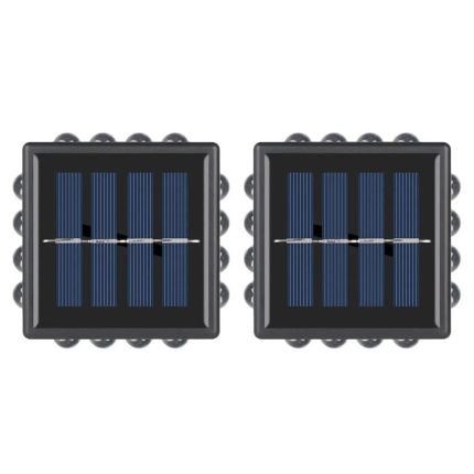 Set 2 x lampa decorativa de exterior cu incarcare solara NEXTLY, pentru perete/gard, senzor de lumina, 16 leduri pe toate laturile, lumina calda, rezistenta la apa, patrate, negru