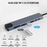 Hub USB Tip C 8 porturi, NEXTLY, adaptor multiport, 1x HDMI, 2x USB A, 2x USB C, 1x RJ45 100MBps, cititor card SD/TF, USB 2.0-3.0 - imagine 4