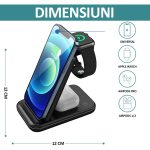 Incarcator wireless pliabil 3 in 1, NEXTLY, Fast Charge 15W, pentru telefon, apple watch, airpods, lumina ambientala LED, negru - imagine 7