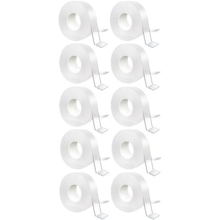 Set 10 x banda dublu adeziva transparenta NEXTLY, 5 metri/bucata, adeziv puternic, rezistenta la apa, flexibila, siliconica, nu lasa urme pe suprafete, aplicabila pe diverse suprafete