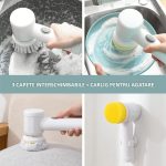 Perie electrica pentru curatare NEXTLY, multifunctionala, 3 capete interschimbabile, incarcare USB, IPX5, suport agatare, alb - imagine 6