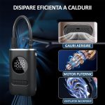 Compresor auto portabil, NEXTLY, pompa electrica pentru umflat roti, cu afisaj digital, 4 moduri, 4 capete pentru umflare, acumulator 2 x 2000mah, 10.3 BAR, functie powerbank, incarcare tip c, lumina - imagine 5
