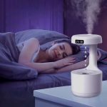 Umidificator de aer anti-gravitational ultrasonic NEXTLY, afisaj ceas digital, 2 moduri de functionare, lumina LED ambientala, silentios, Touch Control, alimentare USB, 600ml, alb - imagine 2