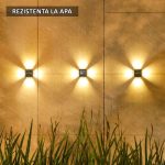 Set 6 x lampa decorativa de exterior cu incarcare solara NEXTLY, pentru perete/gard, senzor de lumina, 16 leduri pe toate laturile, lumina calda, rezistenta la apa, patrate, negru - imagine 5