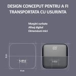 Mini baterie externa portabila, 10000mAh, NEXTLY, 8x8cm, incarcare rapida, 2.1A, powerbank, negru - imagine 5