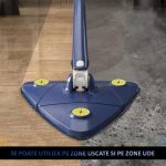 Mop multifunctional NEXTLY pentru suprafete uscate si ude, cap triunghiular rotativ 360°, stergator pentru geamuri, podele, pereti, mobila, laveta microfibre, maner telescopic, ajustabil - imagine 13