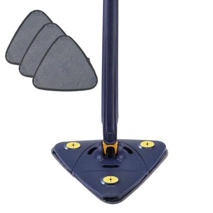 Mop multifunctional NEXTLY pentru suprafete uscate si ude, cap triunghiular rotativ 360°, stergator pentru geamuri, podele, pereti, mobila, laveta microfibre, maner telescopic, ajustabil, 3 rezerve in