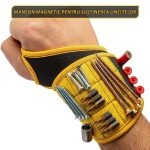 Manson magnetic pentru sustinere cuie, suruburi, piulite, biti, burghie NEXTLY, bratara cu 9 magneti puternici pentru unelte metalice, 4 buzunare pentru obiecte nemetalice, marime ajustabila, potrivit - imagine 3