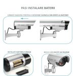 Set 2 x camera de supraveghere falsa NEXTLY pentru exterior/interior, led rosu intermitent, rotire 360°/90°, waterproof, baterii AA, argintiu - imagine 13