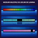 Bara cu leduri RGB, NEXTLY, sincronizare muzicala, lumini de ritm, senzor sunet, 32 leduri, activare sonora, 17 culori, moduri multiple, ajustare luminozitate si viteza, sincronizare muzicala, aliment - imagine 3