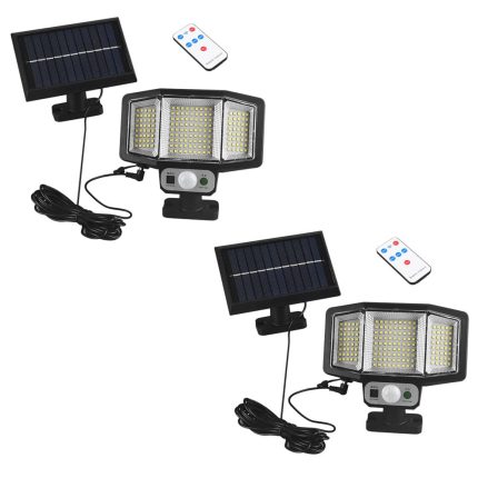 Set 2 x lampa cu incarcare solara NEXTLY, 161 x LED SMD, senzor de miscare si lumina, 3 moduri de functionare, acumulator 2400mAh, panou solar separat, telecomanda