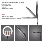 Lampa circulara profesionala RING LIGHT LED, NEXTLY, diametru 35cm, 14inch, lumina calda/rece/neutra, 10 trepte de lumina, telecomanda pe fir, 3 suporturi telefon, trepied 210cm - imagine 4