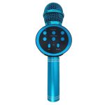 Microfon wireless pentru karaoke, NEXTLY, boxa bluetooth incorporata, efecte de schimbare a vocii, redare muzica, usb, card sd, mufa jack 3.5mm, incarcare micro-usb, v11, maner metalic, albastru